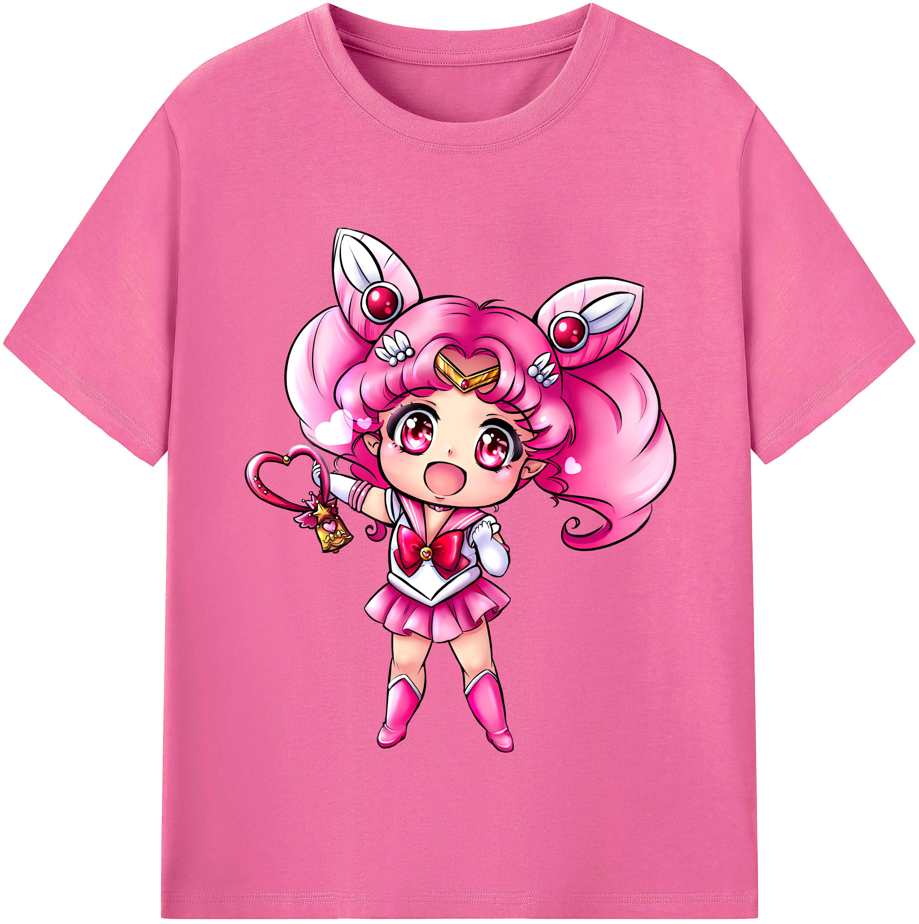 （画像用） 美少女戦士セーラームーン ちびうさ Sailor Moon Chibiusa Tsukino Usagi Small Lady Serenity レディースカジュアルプリントTシャツ（綿100％）